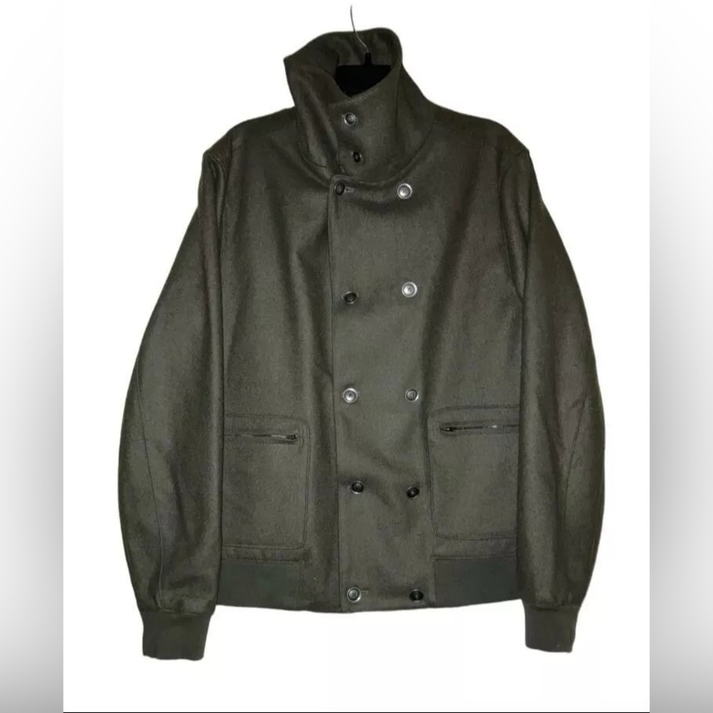 WRK Matteo Gottardi Briggs Coat in Pewter Green Wool Blend Utility Jacket Sz L